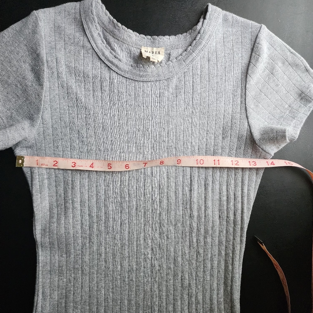 Marea Gray Pointelle Tee XS - Picture 2 of 7